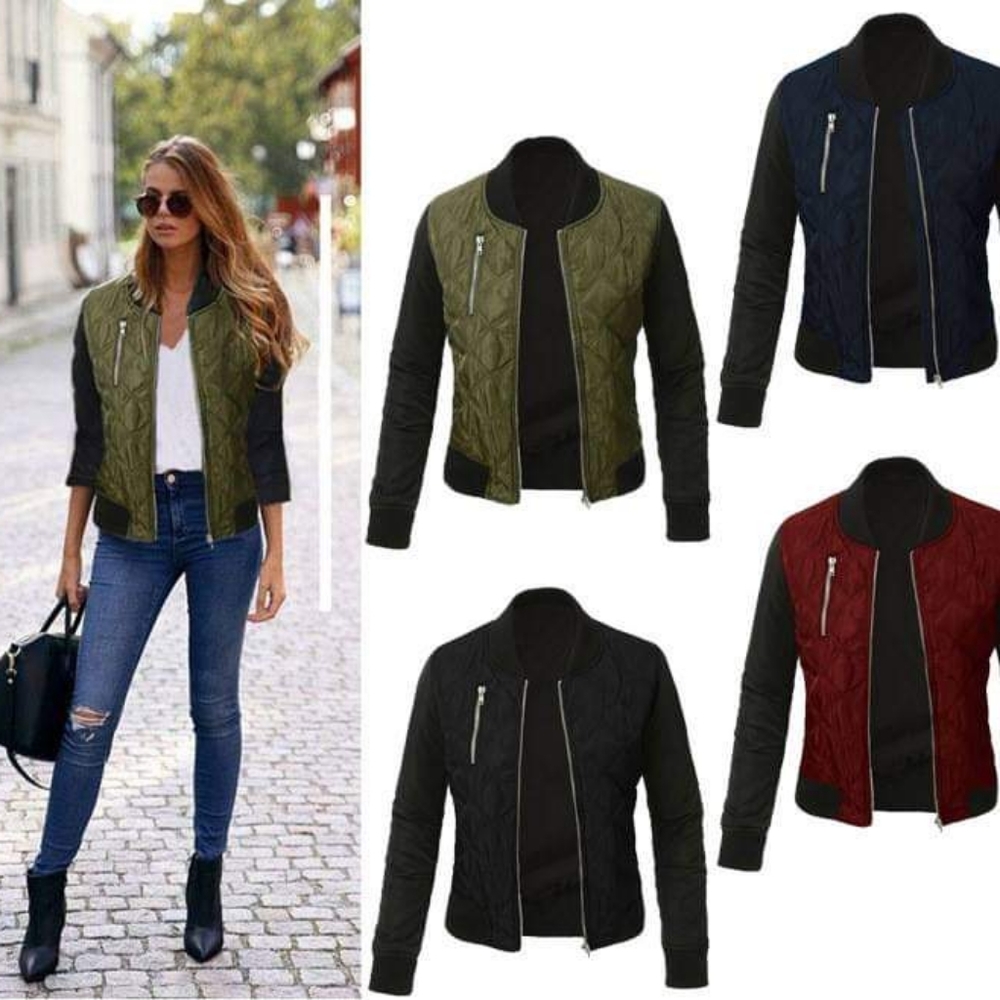 Womens Quilted Bomber Jacket
